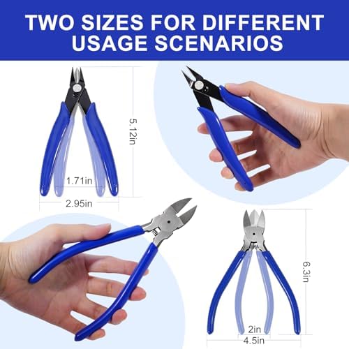 2 Pack Wire Cutters Set, 6"+5" Flush Cutters, Side Cutting Pliers