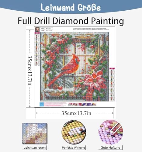 Benjenes Christmas Cardinal Diamond Art Kits for Adults, Diamond Painting