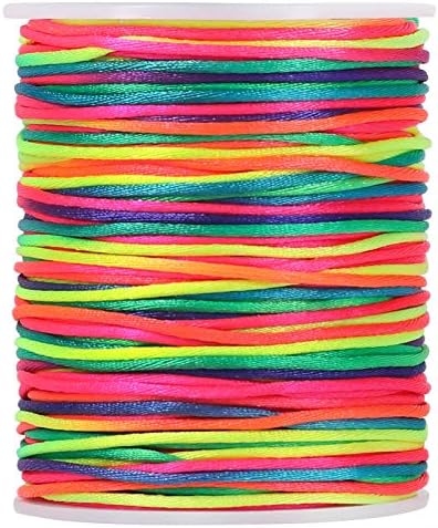 Tenn Well Satin Rattail Cord, 295 Feet 2mm Colorful Nylon String for Macrame Bracelets, Necklaces, Jewelry Making, Beading, Arts and Crafts, String Games