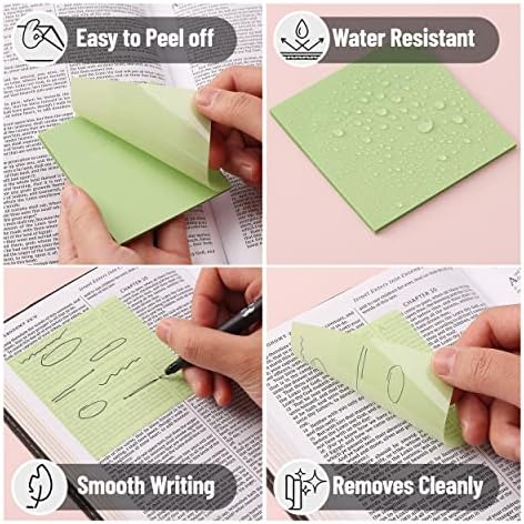 Mr. Pen- Transparent Sticky Notes, 3" x 3", 12 Pads, 600 Sheets | See Through Self-Adhesive Notes for Bible Journaling and Studying, Water-Resistant, Easy to Peel, Clean Removal