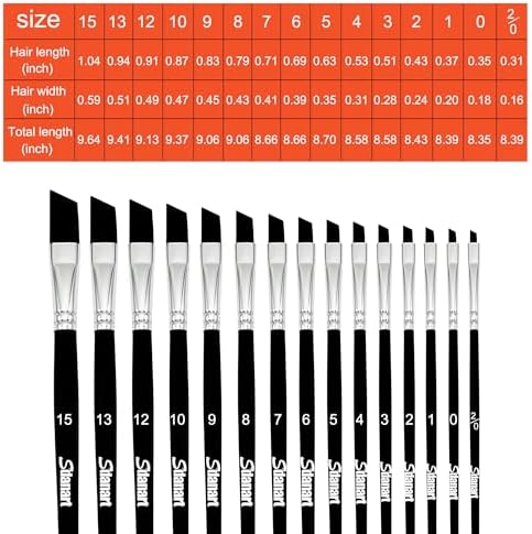 Sdanart Angular Paint Brushes,15 PCS Angled Paint Brush Angled Paintbrush