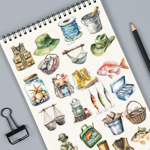 50PCS Transparent Fishing Stickers, Go Fishing Stickers