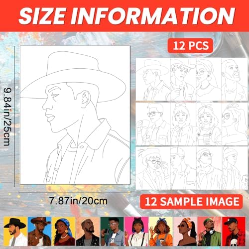 12Pcs Pre Drawn Canvas Boards to Paint for Adults, 8 X 10 Inch Pre Printed Canvas, Couples Sip and Paint Date Night Activity, Valentine's Day Painting