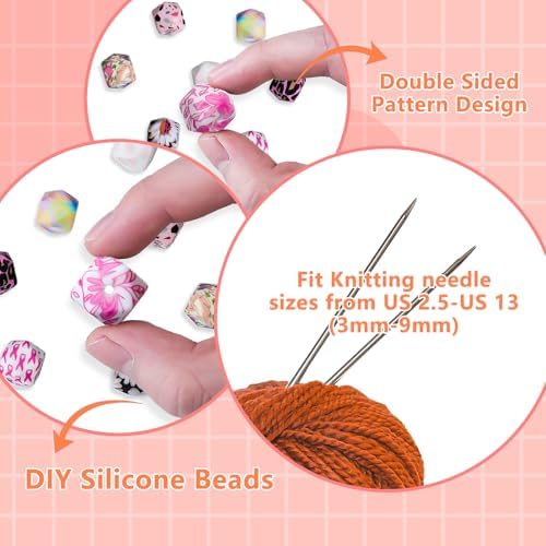 20Pcs Knitting Needle Stoppers Hexagon Knitting Needle Point Protectors fit Size US 2.5-13 (3mm-9mm) Needles for Beginners Knitting Crochet Hand DIY Supplies Accessories