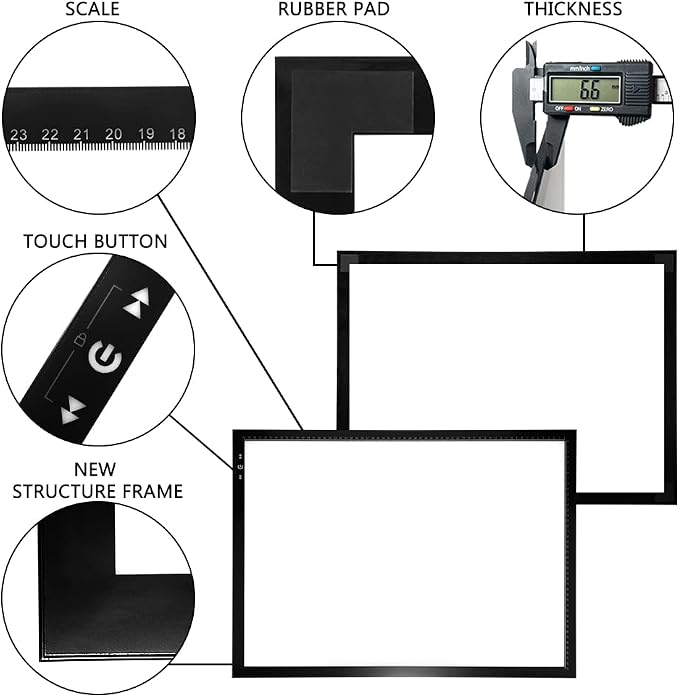HSK A2 LED Artist tracing Light Box Copy Table, Adjustable High Brightness Light Pad for Tatto Drawing, Sketching, Animation,Diamond Painting Accessories