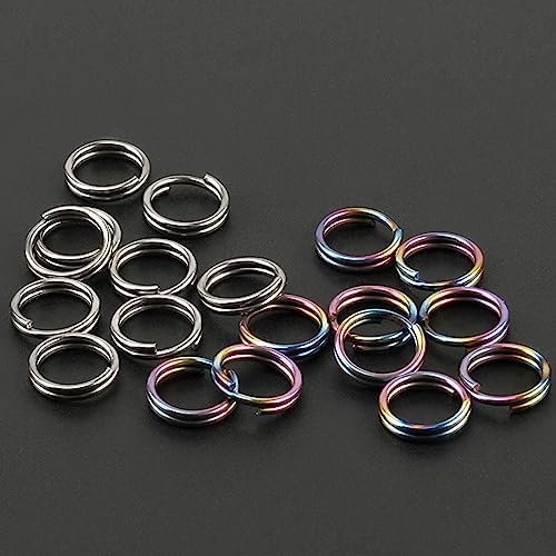 10Pcs Titanium Alloy Split Key Rings, Mini Keyrings Keychain, Sliver 10mm