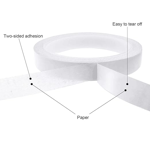 Thin Double Sided Tape for Craft,Card Making,Gift,Scrapbooking and Office School Stationery Supplies,Tear-by-Hand, Paper Backing (4Rolls,1 Inch x 32 Yards Per Roll)