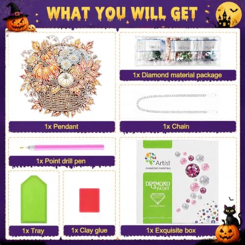 Fall Diamond Art Hanging Kit for Adult, Diamond Art Painting 8x8inch