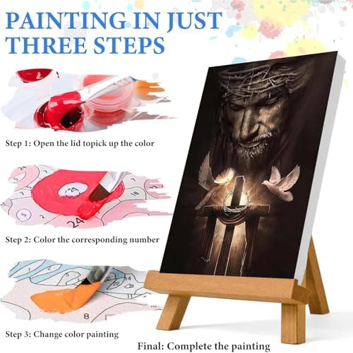 Jesus Paint by Numbers Kit for Adults Framed Canvas 12X16 in, Frameworkless