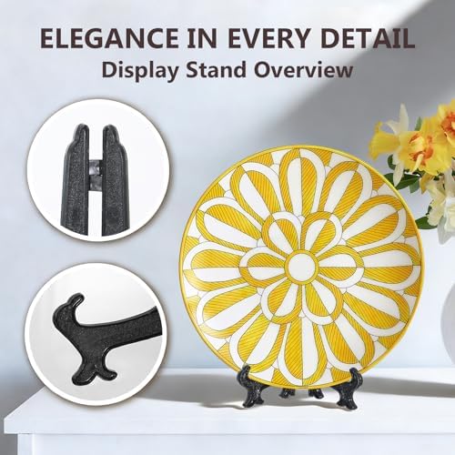 Artliving 7 Inch Black 12pcs/Set Plastic Easels Plate Display Stands Picture Frame Stand Holder