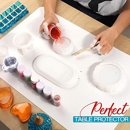 LEOBRO Silicone Mat, 23.4” x 15.6” White Silicone Mats for Crafts, Resin Molds, Play Dough Mat, for Resin, Clay, Paint, Arts and Crafts, 1 MM Thick