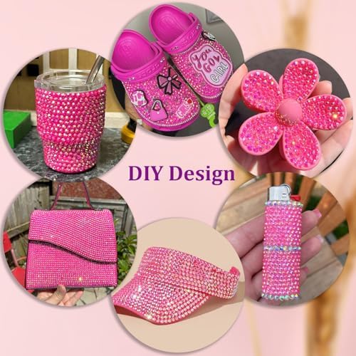 Resin Rhinestones for Crafting with 3Pcs 10ml B7000 Jewelry Glue, 1 Box Hot Pink AB Flatback Gems Crystals Diamond for Bedazzling Crafts DIY Nail Art Makeup, Gems for Clothing Tumblers Shoes
