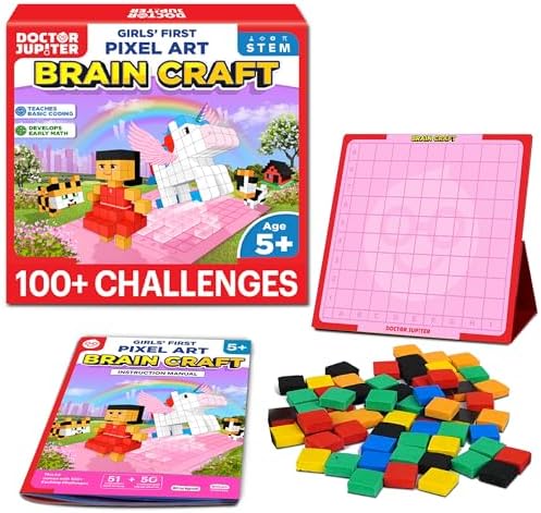 Doctor Jupiter Girls' First STEM Pixel Art Kit for Kids Ages 5+