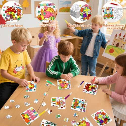 Fall Thanksgiving Crafts for Kids Christian Art Activities Blank Puzzle Toy