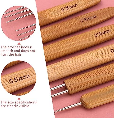 QMNNMA Crochet Needle for Loc, 48 Pcs Dreadlock Crochet Hook for Hair