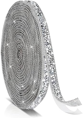 5 Yards Self Adhesive Rhinestone Ribbons, Silver Rhinestone Strips