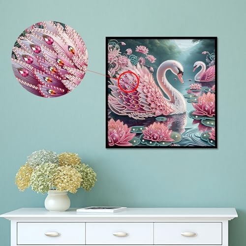 AiYuanzsh 5D Special Shape Diamond Art Kits for Beginners, Diamond Painting Kits for Adults, Crystal Rhinestones Diamond Painting for Home Wall Decoration Gift 12×12 inch/30×30 cm, Beautiful Swan