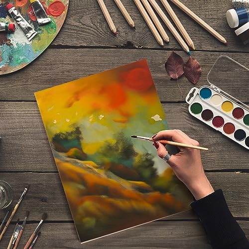 Frcctre 6 Pack 9 x 12 Inch Wood Canvas Panels, Unfinished Wooden Canvas Boards Wood Cradled Painting Panel Boards for Pouring, Art, DIY Crafts, Burning