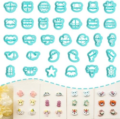 Tainsky Animal Clay Cutters for Polymer Clay Jewelry, 33 Shapes Earring Studs Cutters for Polymer Clay Making