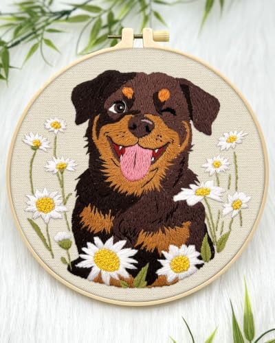 ERKOON Embroidery Kit for Beginners Adult Rottweiler Cross Stitch Set