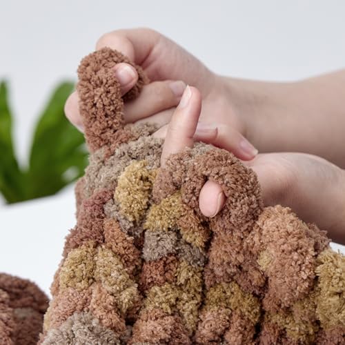 Bulky Chunky Yarn for Hand Knitting Blanket – #10 Jumbo Knitting Yarn, 1 Inch Thick Chenille Jumbo Yarn, No Knots Soft Machine Washable, Super Bulky Yarn 4 Pack for Crochet, Arm Knitting & Crafts
