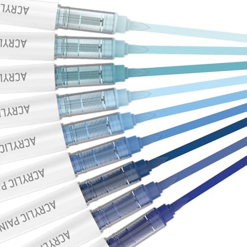 Sea Salt Blues 9 Colors Acrylic Paint Markers Set for Art Painting, DIY Crafts, Wood, Glass, Canvas & More