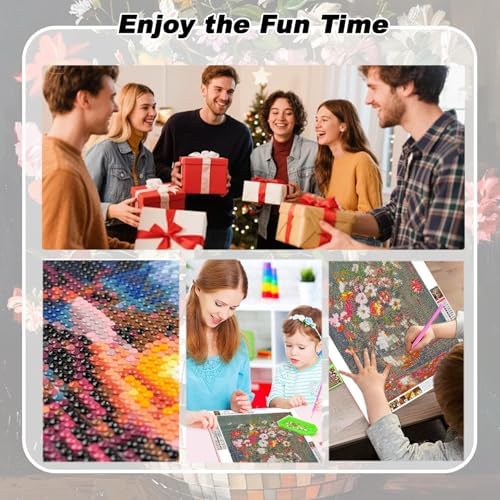 AIBOERL Diamond Art Kits for Adults,Disco Diamond Painting Wall Decor | Round Drill Flower Diamond Painting for Beginners DIY Rhinestone 5D Diamond dots(Gemstone Craft)Wall Art Gift 12x16IN