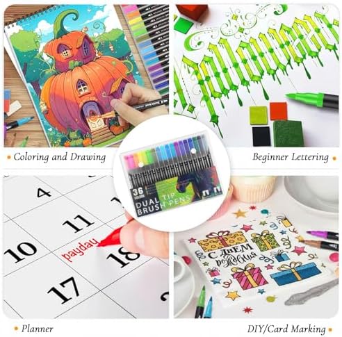 3Pcs Spiral Adult Coloring Book for Women Relaxation with 36 Colors Markers