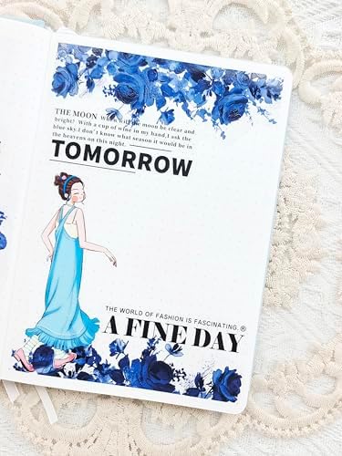 WT Cobalt Blue Wide PET Tape, Single Roll, Original Designs, Floral Decors, Transparent Clear Adhesive, Junk Journal Scrapbook Bujo Planner DIY Craft Supplies Gifts, Watercolor Flower