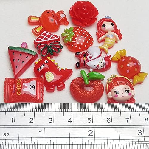 LibiIine 100pcs Mix Lots Christmas Red Flatback Resin Buttons Flat Back Scrapbooking Resin Flatback Craft (Red)