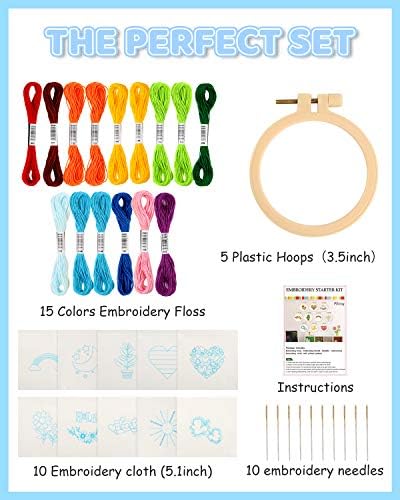 Pllieay 10 PCS Cross Stitch Kits for Beginners, Embroidery Beginner Kits