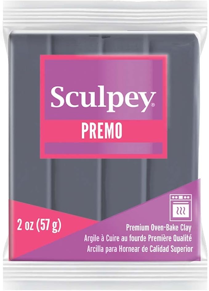 Sculpey Premo™ Polymer Oven-Bake Clay, Slate Gray, Non Toxic, 2 oz. bar, Great for Jewelry Making, Holiday, DIY, Mixed Media and Home décor Projects. Premium Clay Perfect for clayers and Artists.