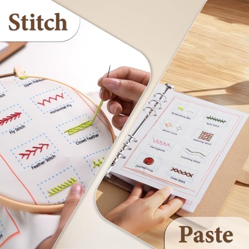 Ogioxam Embroidery Stitch Book Kit for Beginners, Hand Embroidery Kits for Adults, Embroidery Book Kit for Beginners