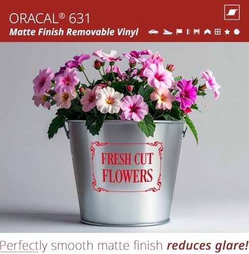 ORACAL 631 Matte Dahlia Red Vinyl Durable Roll Easy to Weed Permanent Adhesive Craft Vinyl for Plotting Machines, Decals & DIY Projects 12” x 15ft + Transfer Tape 12" x 24"