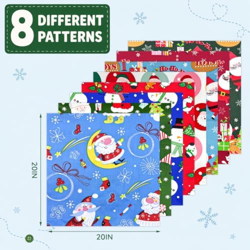 Aubliss 8pcs Fat Quarter Fabric Bundles (100% Cotton - 20'' x 20'')
