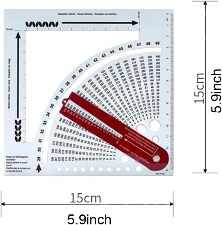 Knitting Gauge Converter Tool & Stitch Calculator - Double-Sided Scale Knitting Ruler with Counting Frame for Sweater & Crochet Works - Easy to Read Knitting Tools & Craft Supplies (1 Count)