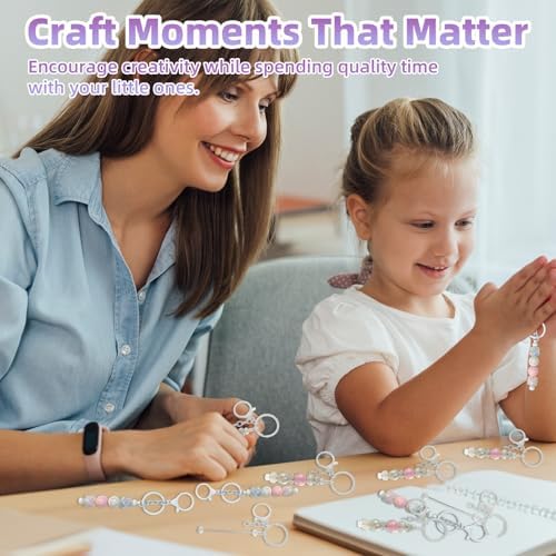 28 Pcs Beadable Keychain Bars - Keychain Making Kit Bulk - Metal Beaded Keychains for Crafting - Diy Key Chain Supplies - Blank Keychains Bars for Beads - Beadable Items (White)