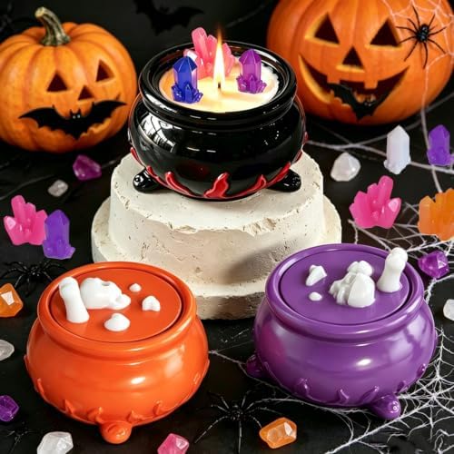 Halloween Resin Jar Molds Set, Witch Cauldron with 2 Crystal Molds