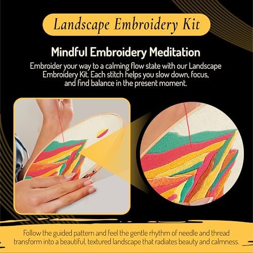 Unwynd Embroidery Kit Landscape for Adults and Beginners,Cross Stitch Craft