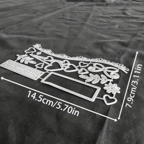 Scrapbooking Die-Cuts, Layer Frame Net Set Metal Cutting Dies for Card Making, Paper Craft Template, Background Embossing Stencils, DIY Album Décor (Anniversary Heart Border-14.5x7.9cm)