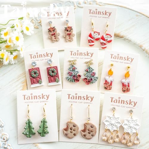 Tainsky Christmas Polymer Clay Cutters, 25 Shapes Winter Holiday Clay Earrings Cutters for Polymer Clay Jewelry