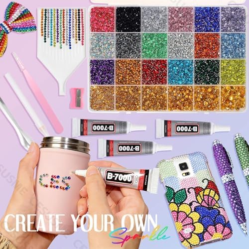 28000 Pcs Color Rhinestones Bedazzling Kit, Gold Bedazzling Rhinestones