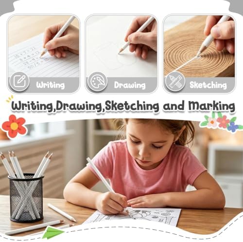 24 PCS White Colored Pencils, Pre-sharpened Professional Wooden Art Pencils Set for Artists Painting | Premium Drawing Sketching Supplies