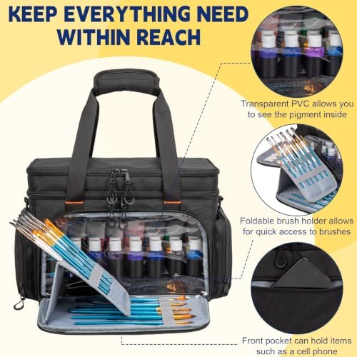 2 Layer Acrylic Paint Storage Bag for 32 Bottle(2 oz) Acrylic Paint