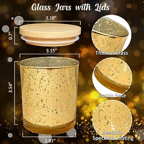 SUPMIND 10oz Golden Glass Candle Jars with Lids,12pcs for Candle Making