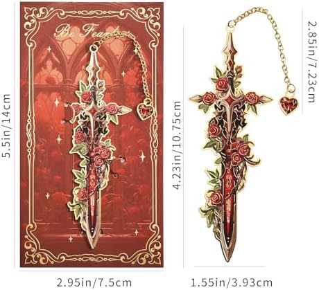 4Pcs Fantasy Sword Bookmarks for Books Journals Planners, Cool Forth Wing Metal Book Marker for Reading Women Men, Unique Book Marks Gifts for Book Lovers, Reading Accessories for Students Adults Kids