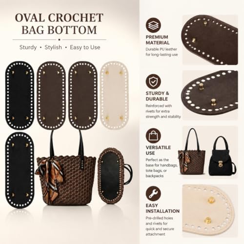 5 PCS Bag Bases for Crochet Oval PU Leather Purse Bottom for DIY Bag Making