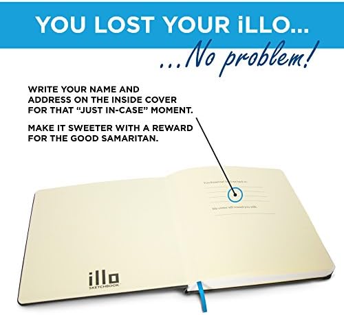 Illo Sketchbook XL 10" x 10" Square Hardcover Sketch Book, 112 Sheets, 112lb/180gsm Heavyweight Paper, Ribbon Marker, Back Pocket, Lays Flat, Minimal Bleed, Vegan, For Artists & Beginners