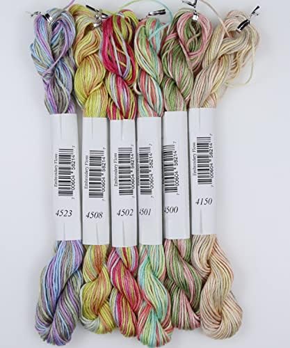 KCS Big skeins of 25 Meters Size 25 Color Variegated Cross Stitch Stranded Threads,6 skeins,05