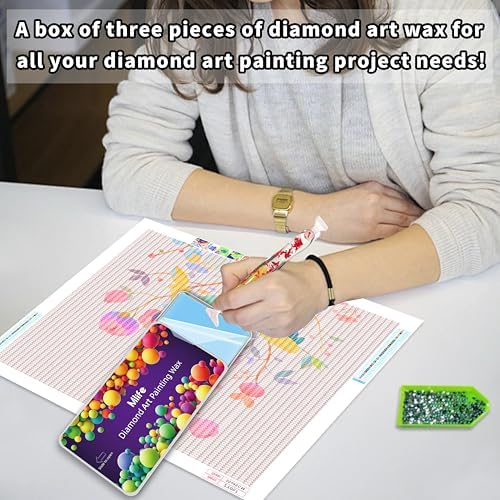Mlife 3Pcs Diamond Art Wax Glue Clay Set with Slide Storage Box, Diamond Art Painting Glue Wax for Diamond Art Kits, Diamond Art Painting Accessories and Tools, DIY Diamond Embroidery Tool